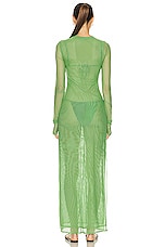 SIR. Jacques Mesh Panelled Midi Dress in Apple, view 3, click to view large image.