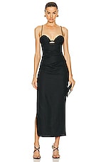 SIR. Noemi Balconette Midi Dress in Black, view 1, click to view large image.