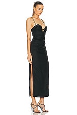 SIR. Noemi Balconette Midi Dress in Black, view 2, click to view large image.