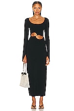 SIR. Salvador Beaded Long Sleeve Dress in Black, view 1, click to view large image.