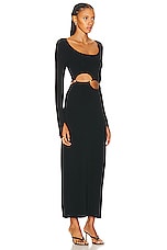 SIR. Salvador Beaded Long Sleeve Dress in Black, view 2, click to view large image.