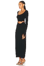 SIR. Salvador Beaded Long Sleeve Dress in Black, view 3, click to view large image.