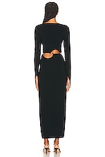 SIR. Salvador Beaded Long Sleeve Dress in Black, view 4, click to view large image.