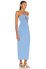 SIR. Salvador Beaded Halter Dress in Cornflower Blue, view 2, click to view large image.