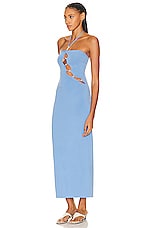 SIR. Salvador Beaded Halter Dress in Cornflower Blue, view 3, click to view large image.