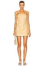 SIR. Antonia Beaded Mini Dress in Light Tan, view 1, click to view large image.