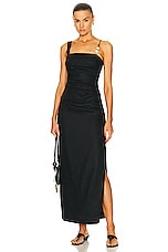 SIR. Antonia Beaded Midi Dress in Black, view 1, click to view large image.