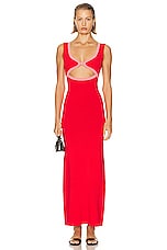 SIR. Lupita Shaped Midi Dress in Ruby, view 1, click to view large image.
