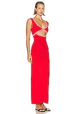 SIR. Lupita Shaped Midi Dress in Ruby, view 2, click to view large image.