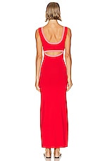SIR. Lupita Shaped Midi Dress in Ruby, view 3, click to view large image.
