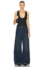 SIR. Stella Wide Leg in Washed Indigo, view 4, click to view large image.
