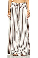 SIR. Cannoli Folded Pant in Chocolate Stripe, view 1, click to view large image.