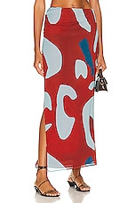 SIR. Frankie Gathered Midi Skirt in Ruby Reflection, view 1, click to view large image.
