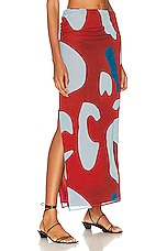 SIR. Frankie Gathered Midi Skirt in Ruby Reflection, view 3, click to view large image.