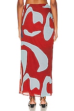 SIR. Frankie Gathered Midi Skirt in Ruby Reflection, view 5, click to view large image.