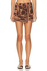 SIR. Mar Terry Mini Skirt in Chocolate Terry, view 1, click to view large image.