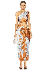SIR. Sorrento Wrap Skirt in Sciarpa Print, view 5, click to view large image.