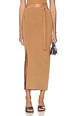 SIR. Nadja Button Midi Skirt in Cinnamon, view 1, click to view large image.