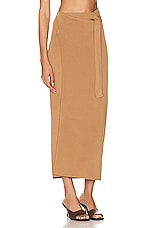 SIR. Nadja Button Midi Skirt in Cinnamon, view 2, click to view large image.