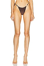 SIR. Jeanne Beaded String Bikini Brief in Chocolate, view 1, click to view large image.
