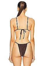 SIR. Jeanne Beaded String Triangle Bikini Top in Chocolate, view 4, click to view large image.