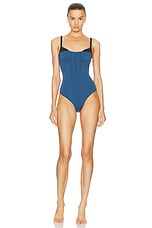 SIR. Robbie Balconette One Piece Swimsuit in Cornflower, view 1, click to view large image.