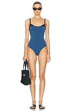 SIR. Robbie Balconette One Piece Swimsuit in Cornflower, view 4, click to view large image.