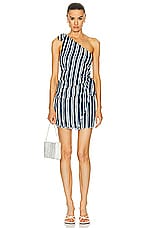 Simon Miller Ren Linen Dress in Ink & Macadamia Stripe, view 1, click to view large image.