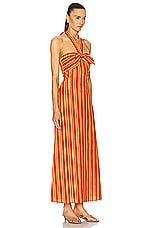 Simon Miller Del Linen Dress in Retro Red & Acid Orange Stripe, view 2, click to view large image.