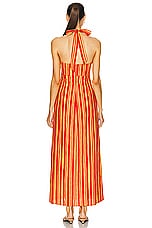 Simon Miller Del Linen Dress in Retro Red & Acid Orange Stripe, view 3, click to view large image.