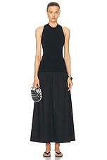 Simon Miller Junjo Knit Poplin Dress in Black, view 1, click to view large image.