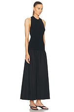 Simon Miller Junjo Knit Poplin Dress in Black, view 2, click to view large image.