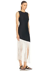 Simon Miller Casablanca Fringe Dress in Black & Seashell, view 2, click to view large image.