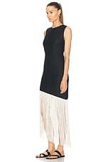 Simon Miller Casablanca Fringe Dress in Black & Seashell, view 3, click to view large image.