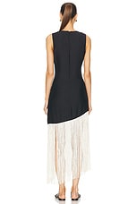 Simon Miller Casablanca Fringe Dress in Black & Seashell, view 4, click to view large image.