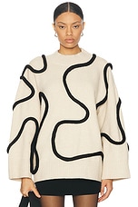 Simon Miller Leith Squiggle Knit Sweater in Cream & Black, view 1, click to view large image.