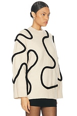 Simon Miller Leith Squiggle Knit Sweater in Cream & Black, view 2, click to view large image.