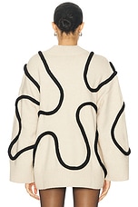 Simon Miller Leith Squiggle Knit Sweater in Cream & Black, view 3, click to view large image.