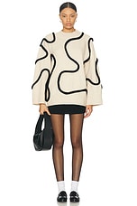 Simon Miller Leith Squiggle Knit Sweater in Cream & Black, view 4, click to view large image.