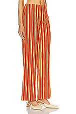 Simon Miller Pia Linen Pant in Retro Red & Acid Orange Stripe, view 2, click to view large image.