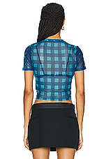 Simon Miller Gamma Mesh Tee in Ink Gingham & Shibori Combo, view 3, click to view large image.