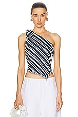 Simon Miller Mette Linen Top in Ink & Macadamia Stripe, view 1, click to view large image.