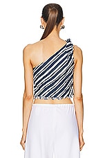 Simon Miller Mette Linen Top in Ink & Macadamia Stripe, view 4, click to view large image.