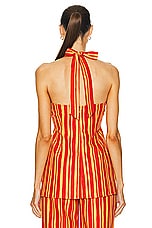 Simon Miller Lure Linen Top in Retro Red & Acid Orange Stripe, view 3, click to view large image.