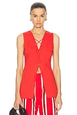 Simon Miller Pomegranate Poplin Front Tie Top in Paprika, view 1, click to view large image.