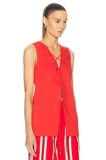 Simon Miller Pomegranate Poplin Front Tie Top in Paprika, view 2, click to view large image.