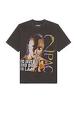 SIXTHREESEVEN 2pac To Live and Die in LA T-shirt in Washed Black, view 1, click to view large image.