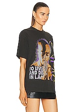 SIXTHREESEVEN 2pac To Live and Die in LA T-shirt in Washed Black, view 2, click to view large image.