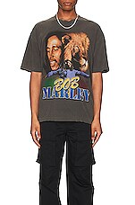 SIXTHREESEVEN Bob Marley Tour T-Shirt in Washed Black, view 3, click to view large image.