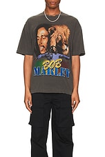 SIXTHREESEVEN Bob Marley Tour T-Shirt in Washed Black, view 3, click to view large image.